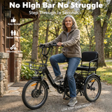 BK品牌轻便二人折叠电动三轮车,展示车身设计和品牌标志的图片