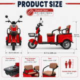 Easingo T09双人座电动三轮车,1200W电机,60V 20Ah,美国版
