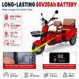 Easingo T09 双人电动三轮车,1200W 60V 20Ah,美版车型黑色外观