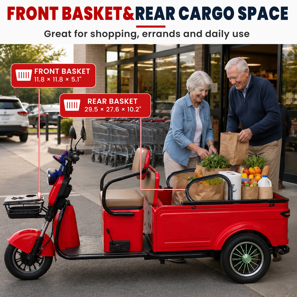 Easingo T09 1200W双座电动三轮车,60V 20Ah美版车型展现cuntegn