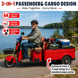 Easingo T09美国版双座电动三轮车,1200W电机,60V 20Ah电池,黑色车身