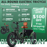 Easingo BK-005 Foldable Fat Tire Electric Tricycle | 700W 48V 15Ah - Easingo Bike