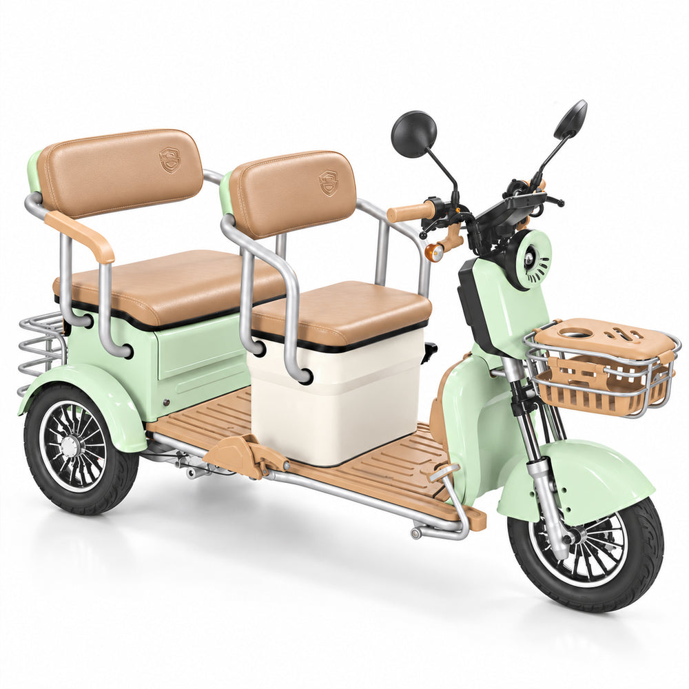 Easingo T08 两座电动三轮车,配备1200W电机、60V 20Ah电池,适合美国市场的二人电动代步车