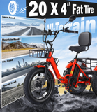 易升高139折叠电动三轮车,750W动力,48V电池,适合城市通勤,展示车身与折叠设计