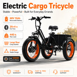 Easingo 004脂轮货运电动三轮车，My Store品牌，展示前部和大轮胎的货运三轮车图片